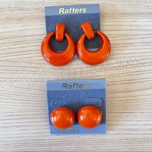 Two Pairs of Burnt Orange Pierced Earrings